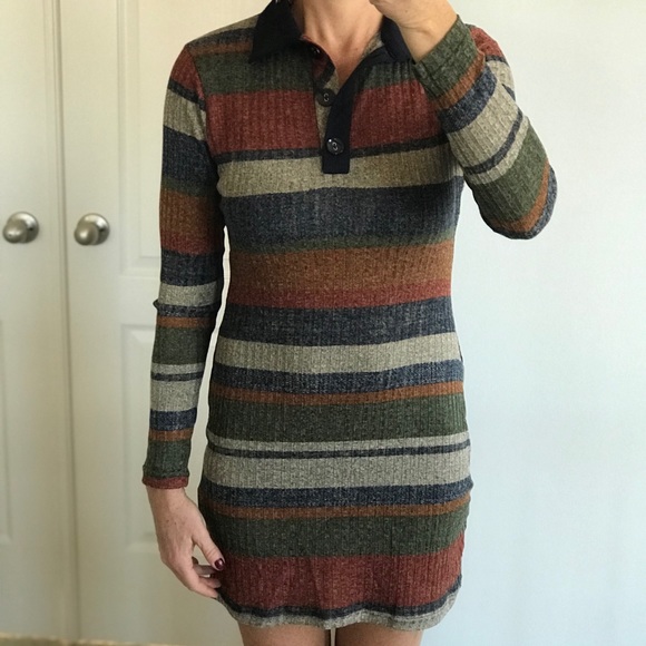 Striped Long Sleeve Tunic Dress - Picture 2 of 8